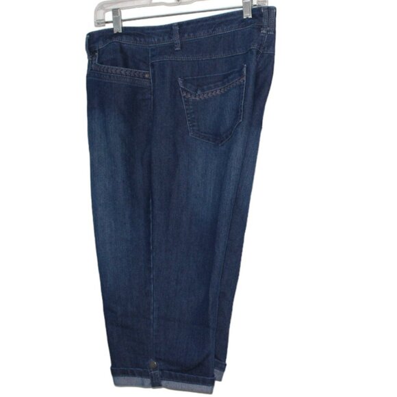 Gloria Vanderbilt Skimmer Jeans Womens 14 Blue Denim Capri Cuffed Dark Wash - Picture 3 of 11